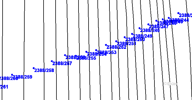 Parcela st. 2388/253 v KÚ Kojetín, Katastrální mapa