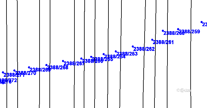 Parcela st. 2388/264 v KÚ Kojetín, Katastrální mapa