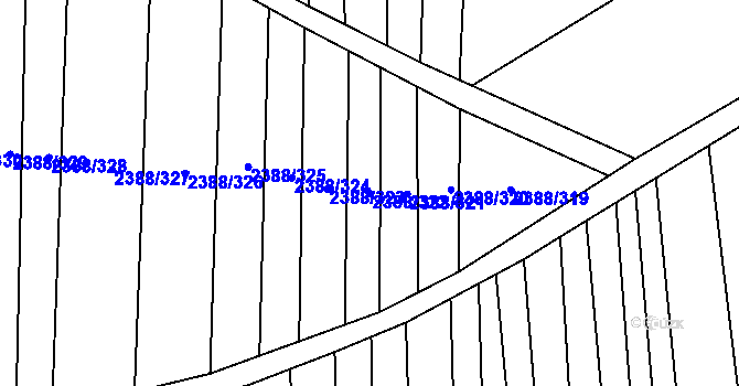 Parcela st. 2388/322 v KÚ Kojetín, Katastrální mapa