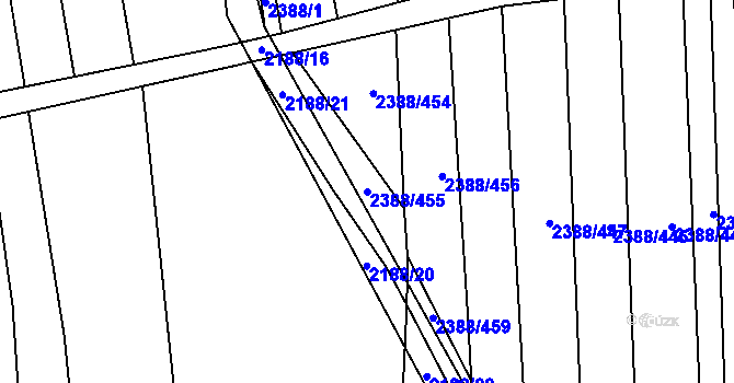 Parcela st. 2388/455 v KÚ Kojetín, Katastrální mapa