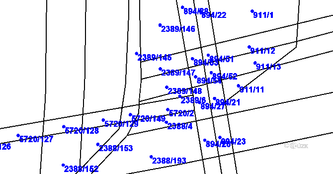 Parcela st. 2389/148 v KÚ Kojetín, Katastrální mapa