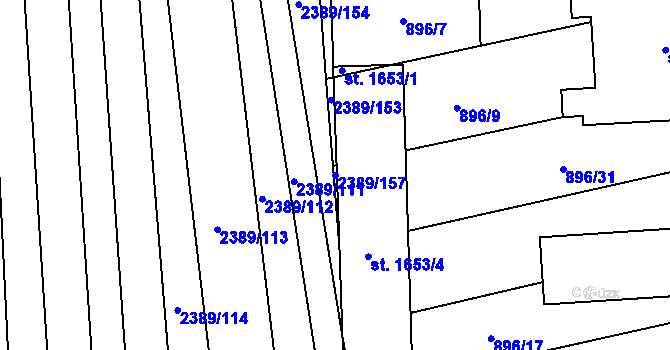 Parcela st. 2389/157 v KÚ Kojetín, Katastrální mapa