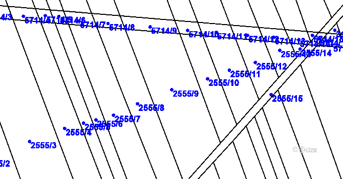 Parcela st. 2555/9 v KÚ Kojetín, Katastrální mapa