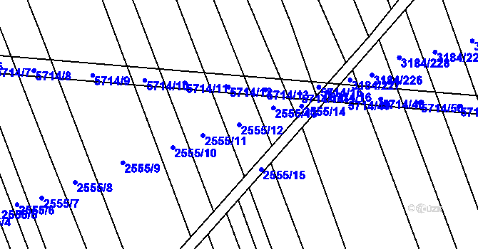Parcela st. 2555/12 v KÚ Kojetín, Katastrální mapa