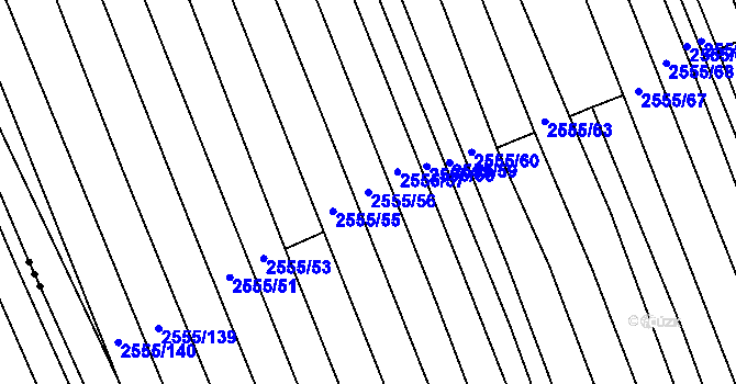 Parcela st. 2555/56 v KÚ Kojetín, Katastrální mapa