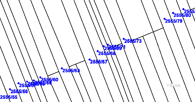 Parcela st. 2555/68 v KÚ Kojetín, Katastrální mapa