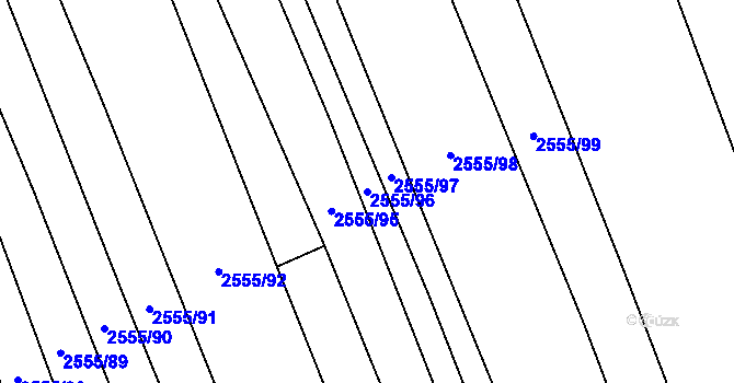 Parcela st. 2555/96 v KÚ Kojetín, Katastrální mapa