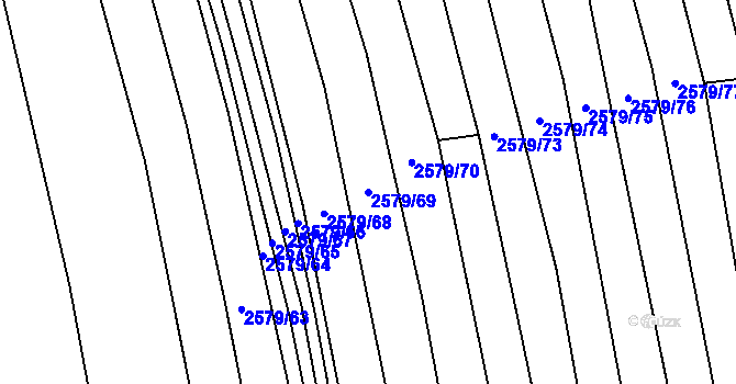 Parcela st. 2579/69 v KÚ Kojetín, Katastrální mapa