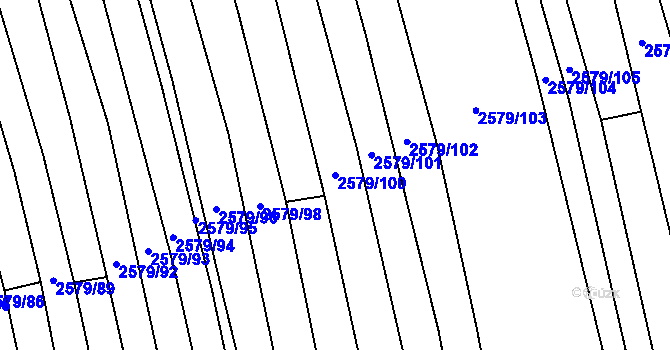 Parcela st. 2579/100 v KÚ Kojetín, Katastrální mapa