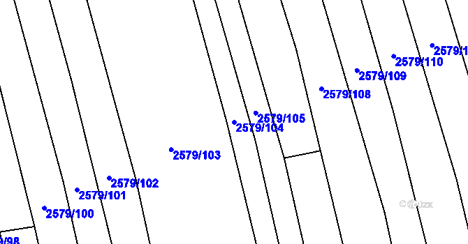 Parcela st. 2579/104 v KÚ Kojetín, Katastrální mapa