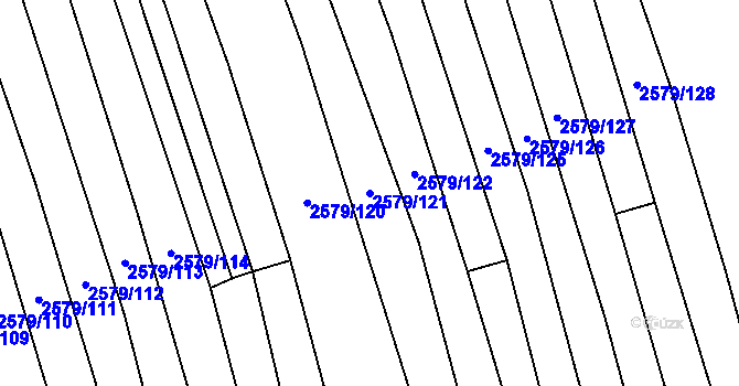 Parcela st. 2579/121 v KÚ Kojetín, Katastrální mapa