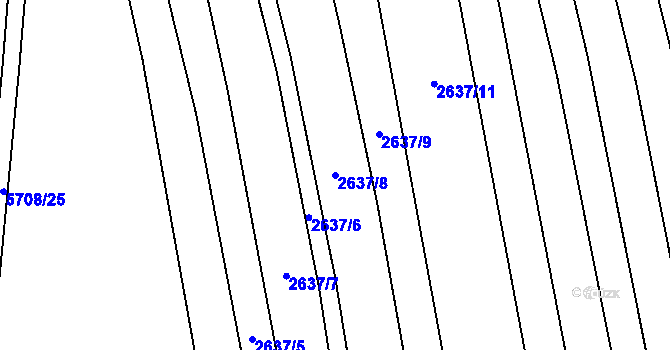 Parcela st. 2637/8 v KÚ Kojetín, Katastrální mapa