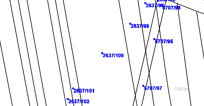 Parcela st. 2637/100 v KÚ Kojetín, Katastrální mapa