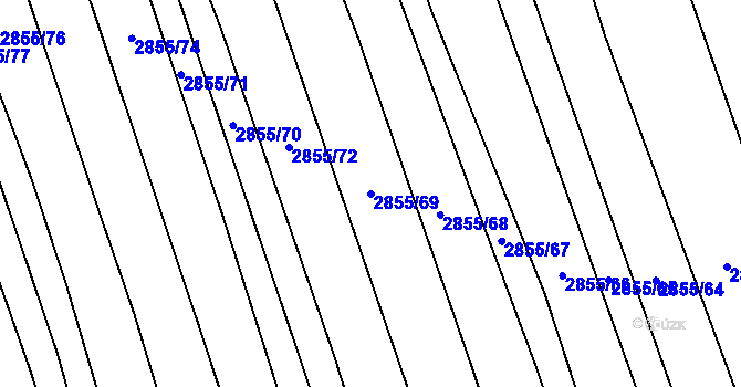 Parcela st. 2855/69 v KÚ Kojetín, Katastrální mapa