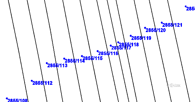 Parcela st. 2855/116 v KÚ Kojetín, Katastrální mapa