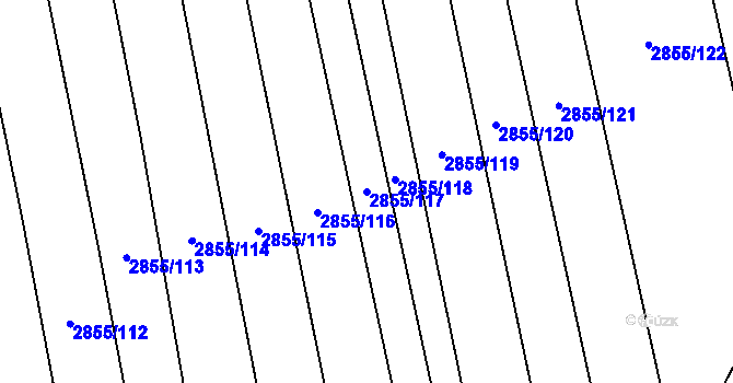 Parcela st. 2855/117 v KÚ Kojetín, Katastrální mapa
