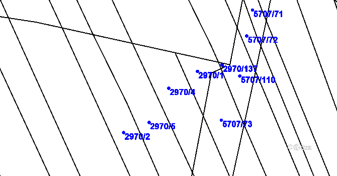 Parcela st. 2970/4 v KÚ Kojetín, Katastrální mapa