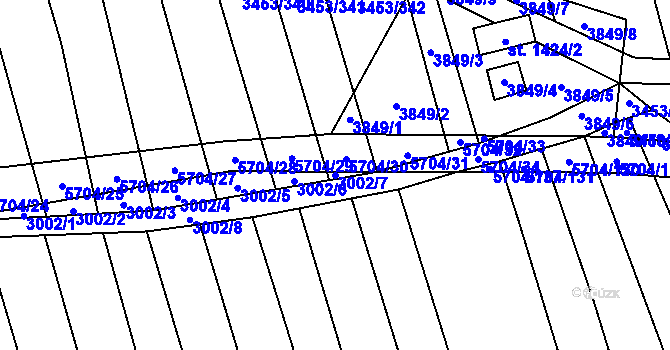 Parcela st. 3002/7 v KÚ Kojetín, Katastrální mapa