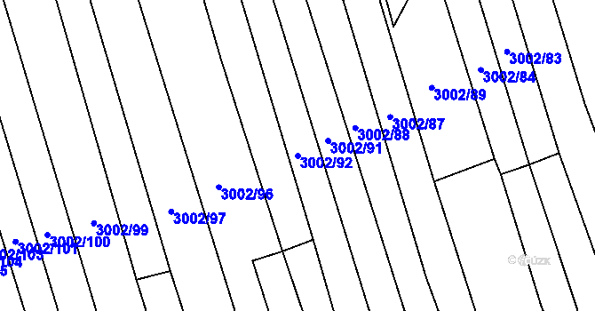 Parcela st. 3002/92 v KÚ Kojetín, Katastrální mapa