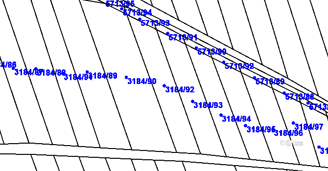 Parcela st. 3184/92 v KÚ Kojetín, Katastrální mapa