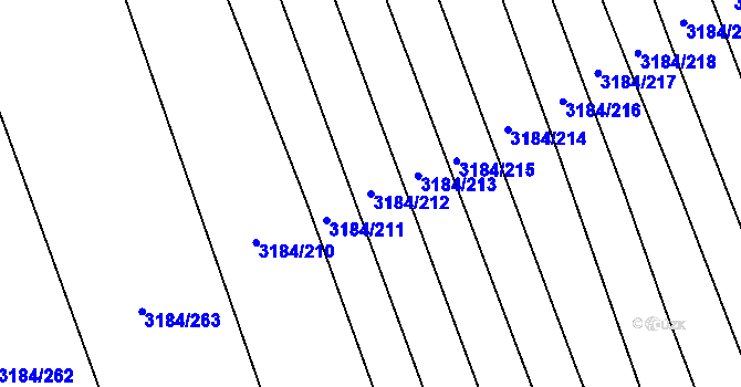 Parcela st. 3184/212 v KÚ Kojetín, Katastrální mapa