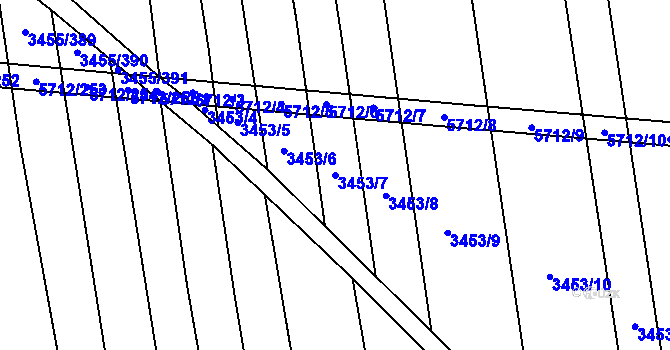 Parcela st. 3453/7 v KÚ Kojetín, Katastrální mapa