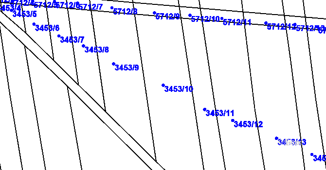 Parcela st. 3453/10 v KÚ Kojetín, Katastrální mapa