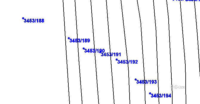 Parcela st. 3453/191 v KÚ Kojetín, Katastrální mapa