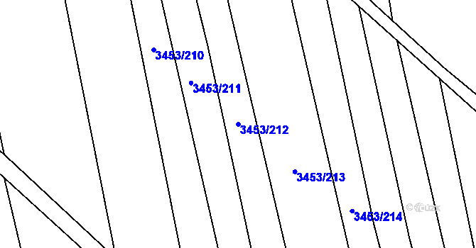 Parcela st. 3453/212 v KÚ Kojetín, Katastrální mapa