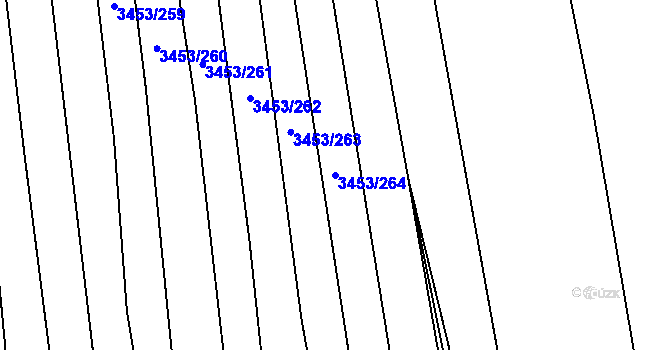 Parcela st. 3453/264 v KÚ Kojetín, Katastrální mapa