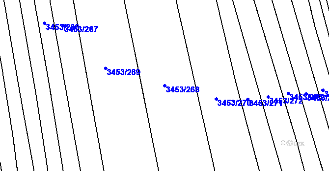 Parcela st. 3453/268 v KÚ Kojetín, Katastrální mapa