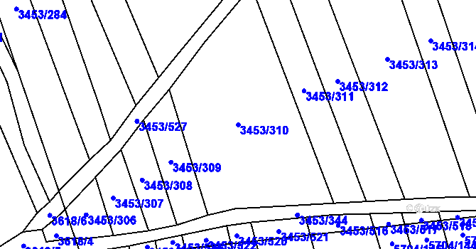 Parcela st. 3453/310 v KÚ Kojetín, Katastrální mapa