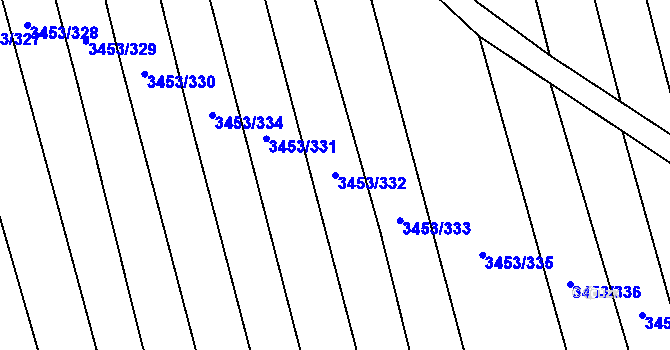 Parcela st. 3453/332 v KÚ Kojetín, Katastrální mapa