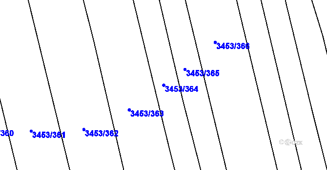 Parcela st. 3453/364 v KÚ Kojetín, Katastrální mapa