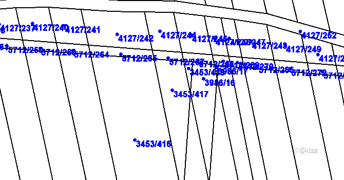 Parcela st. 3453/417 v KÚ Kojetín, Katastrální mapa