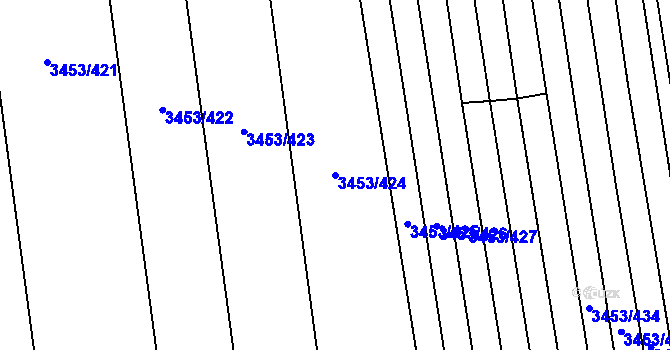 Parcela st. 3453/424 v KÚ Kojetín, Katastrální mapa