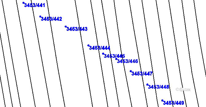 Parcela st. 3453/445 v KÚ Kojetín, Katastrální mapa