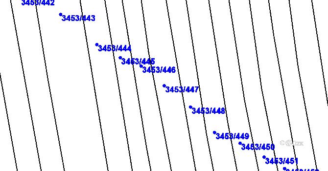 Parcela st. 3453/447 v KÚ Kojetín, Katastrální mapa