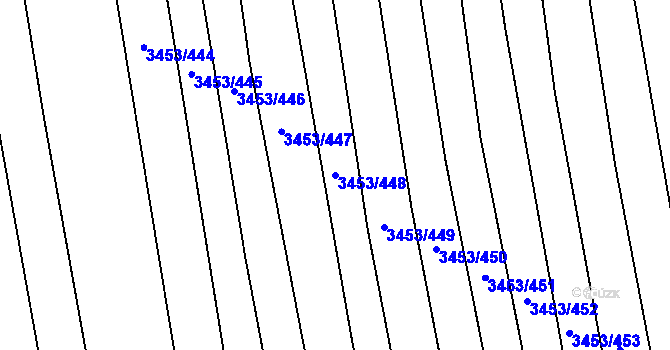 Parcela st. 3453/448 v KÚ Kojetín, Katastrální mapa