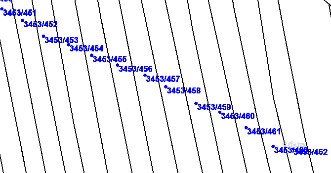 Parcela st. 3453/458 v KÚ Kojetín, Katastrální mapa