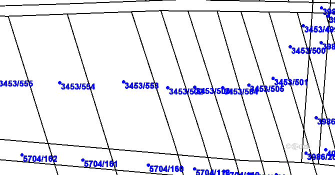 Parcela st. 3453/502 v KÚ Kojetín, Katastrální mapa
