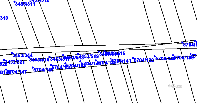 Parcela st. 3453/514 v KÚ Kojetín, Katastrální mapa