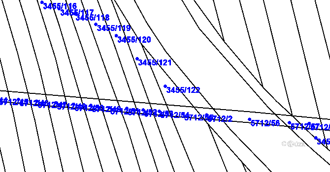 Parcela st. 3455/122 v KÚ Kojetín, Katastrální mapa