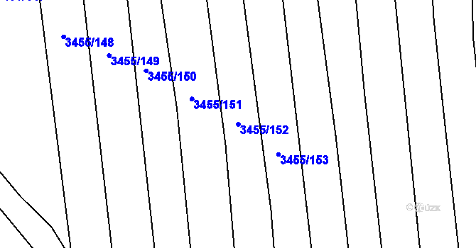 Parcela st. 3455/152 v KÚ Kojetín, Katastrální mapa