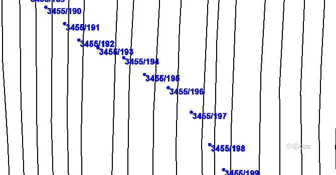 Parcela st. 3455/196 v KÚ Kojetín, Katastrální mapa