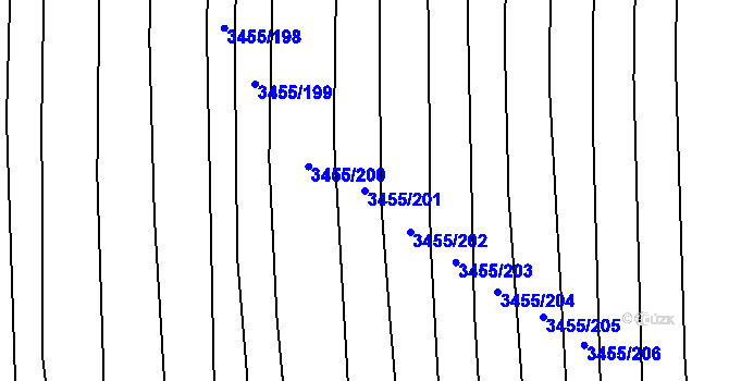 Parcela st. 3455/201 v KÚ Kojetín, Katastrální mapa