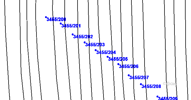 Parcela st. 3455/204 v KÚ Kojetín, Katastrální mapa