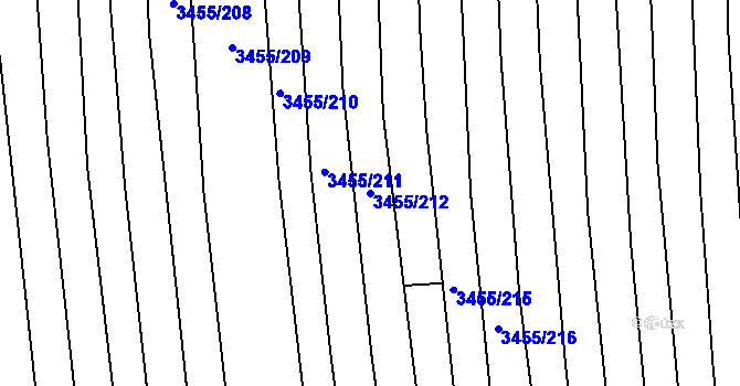 Parcela st. 3455/212 v KÚ Kojetín, Katastrální mapa