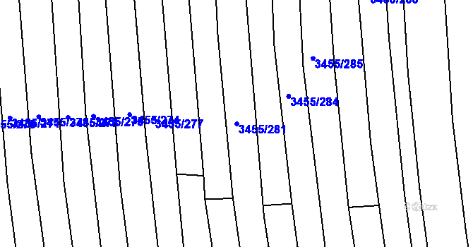 Parcela st. 3455/281 v KÚ Kojetín, Katastrální mapa