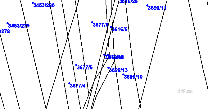 Parcela st. 3616/18 v KÚ Kojetín, Katastrální mapa